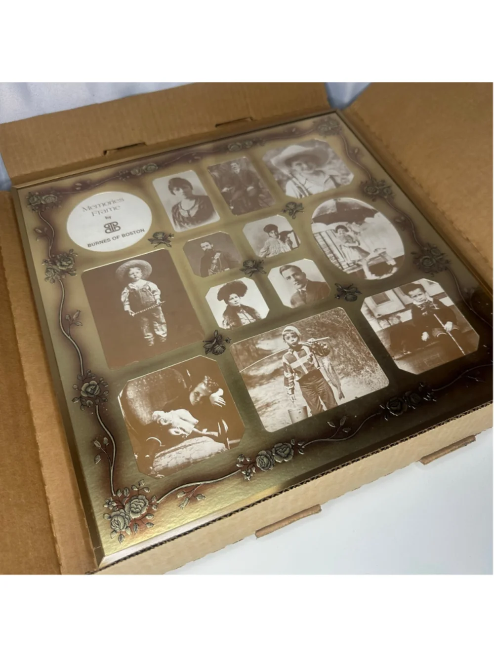 Vintage New NIB Burnes of Boston Memories Multi-Photo Collage Frame w Gold Foil